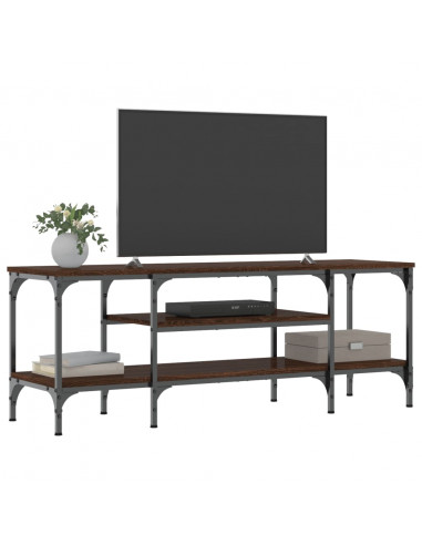 Mobile TV Rovere Marrone 121x35x45 cm Legno Multistrato e Ferro