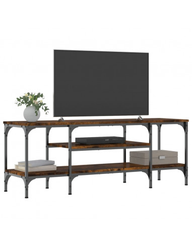 Mobile TV Rovere Fumo 121x35x45 cm in Legno Multistrato e Ferro
