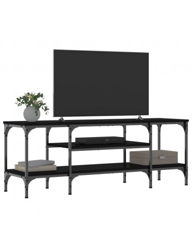 Mobile Porta TV Nero 121x35x45 cm in Legno Multistrato e Ferro