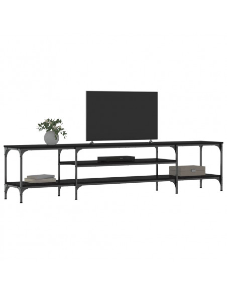 Mobile Porta TV Nero 201x35x45 cm in Legno Multistrato e Ferro