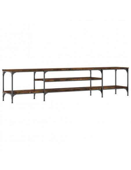 Mobile TV Rovere Fumo 201x35x45 cm in Legno Multistrato e Ferro