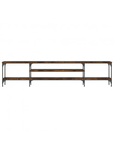 Mobile TV Rovere Fumo 201x35x45 cm in Legno Multistrato e Ferro