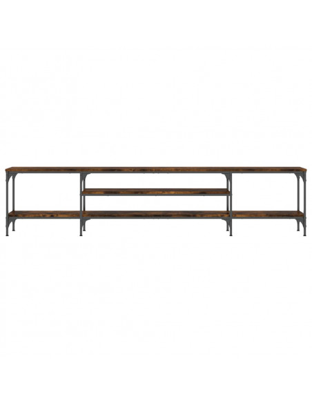 Mobile TV Rovere Fumo 201x35x45 cm in Legno Multistrato e Ferro