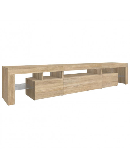 Mobile Porta TV con Luci LED Rovere Sonoma 215x36,5x40 cm