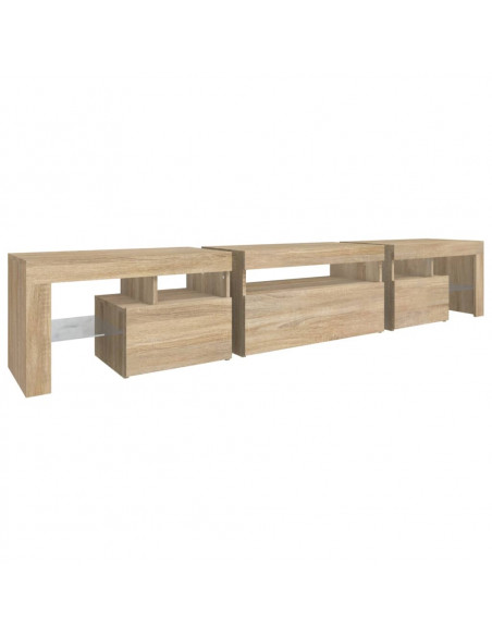 Mobile Porta TV con Luci LED Rovere Sonoma 215x36,5x40 cm