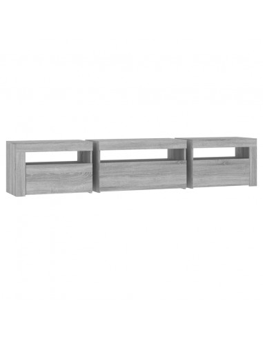 Mobile Porta TV con Luci LED Grigio Sonoma 195x35x40 cm