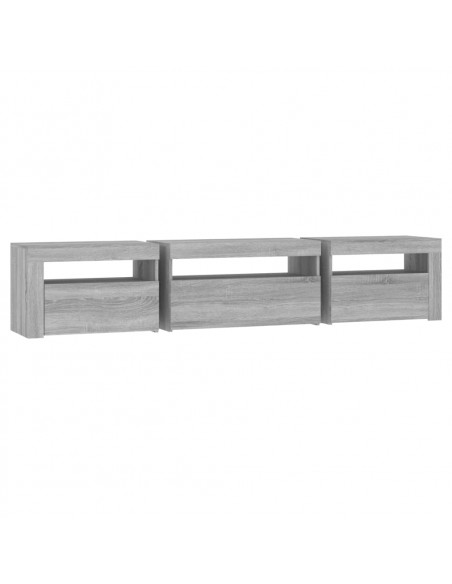 Mobile Porta TV con Luci LED Grigio Sonoma 195x35x40 cm