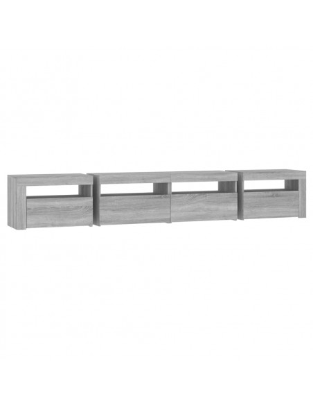 Mobile Porta TV con Luci LED Grigio Sonoma 240x35x40 cm