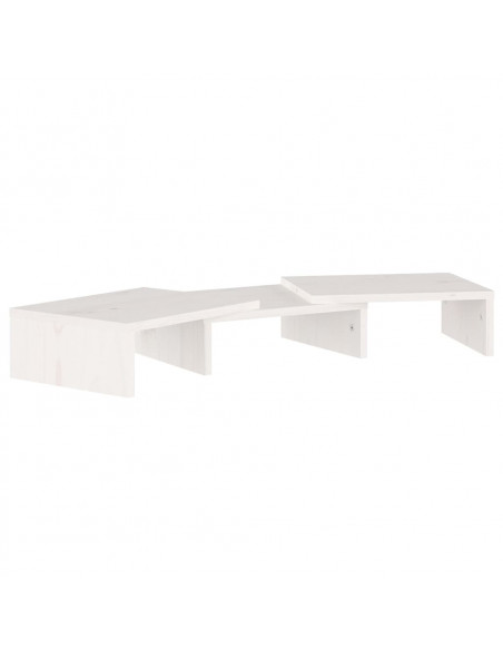 Supporto per Monitor Bianco 60x24x10,5cm Legno Massello di Pino