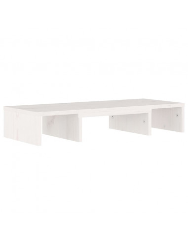 Supporto per Monitor Bianco 60x24x10,5cm Legno Massello di Pino