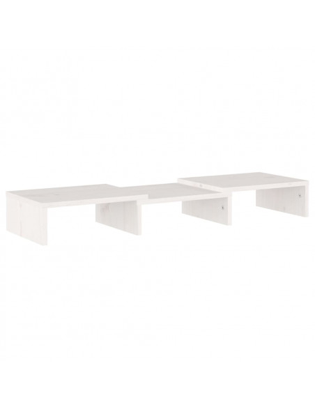 Supporto per Monitor Bianco 60x24x10,5cm Legno Massello di Pino