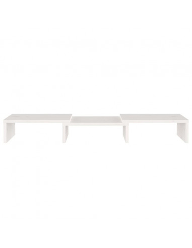 Supporto per Monitor Bianco 60x24x10,5cm Legno Massello di Pino