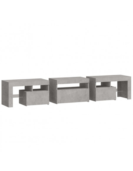 Mobile Porta TV con Luci LED Grigio Cemento 200x36,5x40 cm