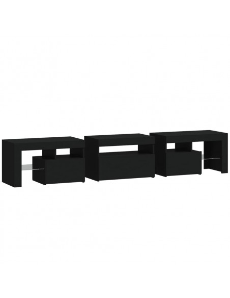 Mobile Porta TV con Luci LED Nero 200x36,5x40 cm