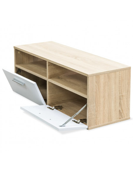 Mobile Porta TV in Legno Multistrato 95x35x36cm Rovere e Bianco