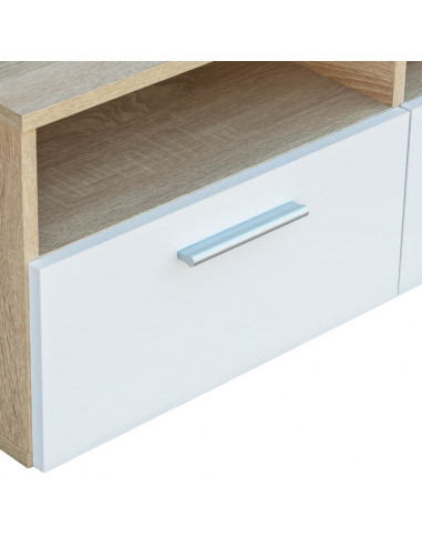 Mobile Porta TV in Legno Multistrato 95x35x36cm Rovere e Bianco