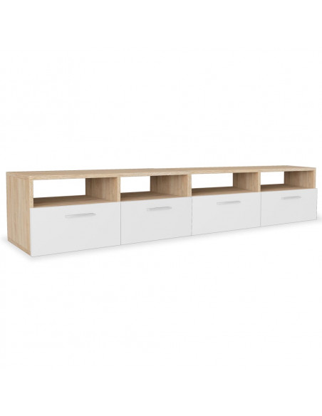 Mobili TV 2 pz in Legno Multistrato 95x35x36 cm Rovere e Bianco