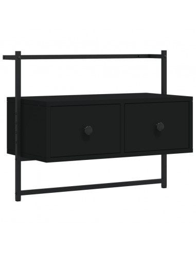 Mobile TV a Muro Nero 60,5x30x51 cm in Legno Multistrato
