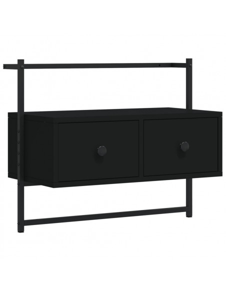 Mobile TV a Muro Nero 60,5x30x51 cm in Legno Multistrato