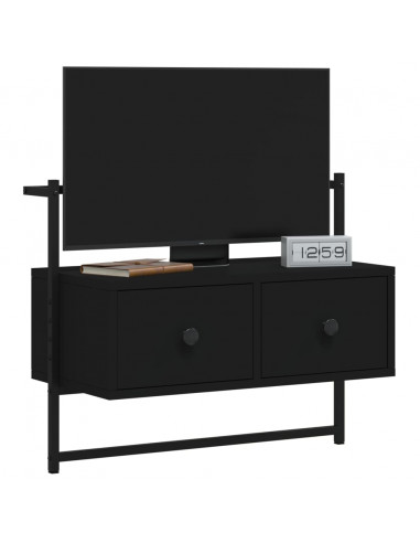 Mobile TV a Muro Nero 60,5x30x51 cm in Legno Multistrato