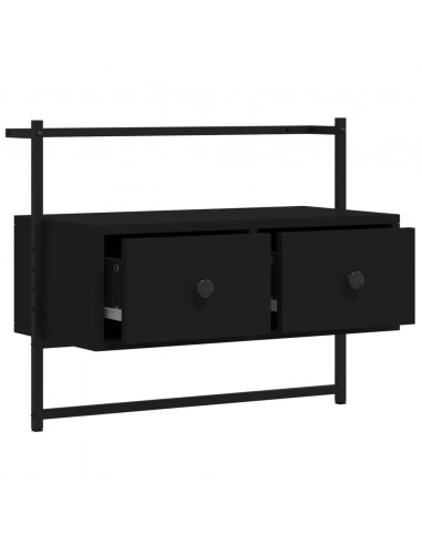 Mobile TV a Muro Nero 60,5x30x51 cm in Legno Multistrato