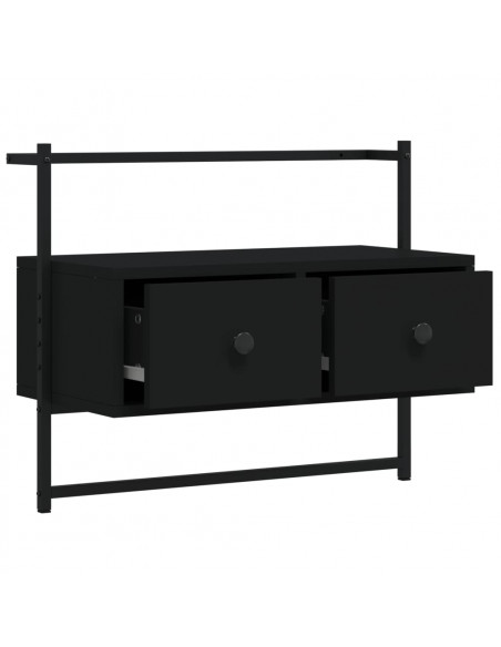 Mobile TV a Muro Nero 60,5x30x51 cm in Legno Multistrato