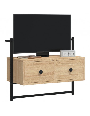 Mobile TV a Muro Rovere Sonoma 60,5x30x51 cm Legno Multistrato