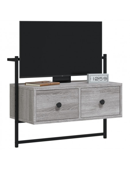 Mobile TV a Muro Grigio Sonoma 60,5x30x51 cm Legno Multistrato