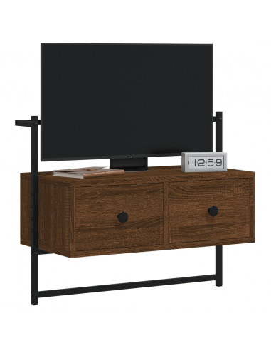 Mobile TV a Muro Rovere Marrone 60,5x30x51 cm Legno Multistrato
