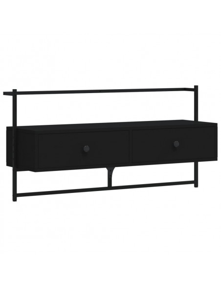 Mobile TV a Muro Nero 100,5x30x51 cm in Legno Multistrato