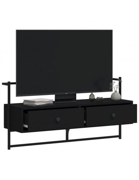 Mobile TV a Muro Nero 100,5x30x51 cm in Legno Multistrato