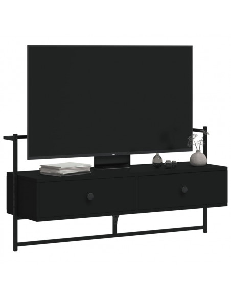 Mobile TV a Muro Nero 100,5x30x51 cm in Legno Multistrato