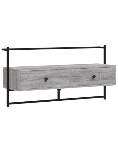 Mobile TV a Muro Grigio Sonoma 100,5x30x51 cm Legno Multistrato