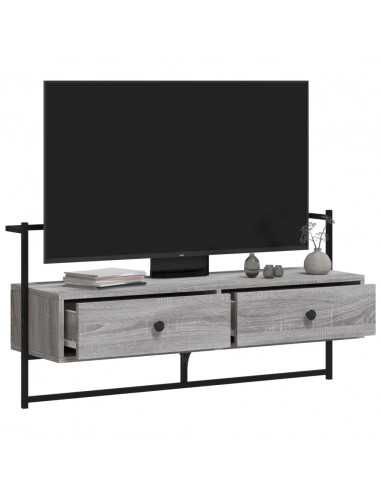Mobile TV a Muro Grigio Sonoma 100,5x30x51 cm Legno Multistrato