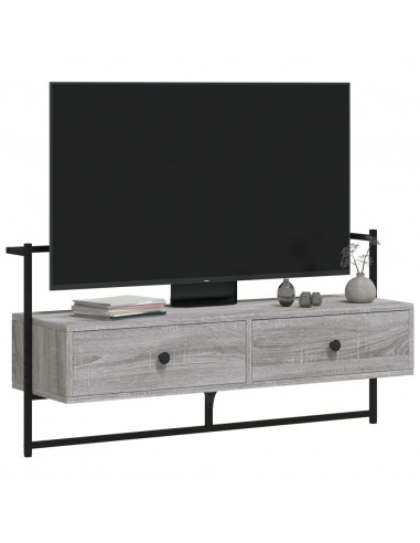 Mobile TV a Muro Grigio Sonoma 100,5x30x51 cm Legno Multistrato