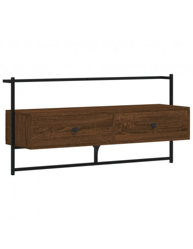 Mobile TV a Muro Rovere Marrone 100,5x30x51cm Legno Multistrato