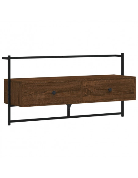 Mobile TV a Muro Rovere Marrone 100,5x30x51cm Legno Multistrato