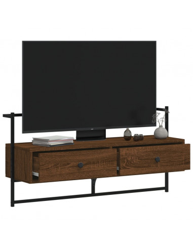 Mobile TV a Muro Rovere Marrone 100,5x30x51cm Legno Multistrato