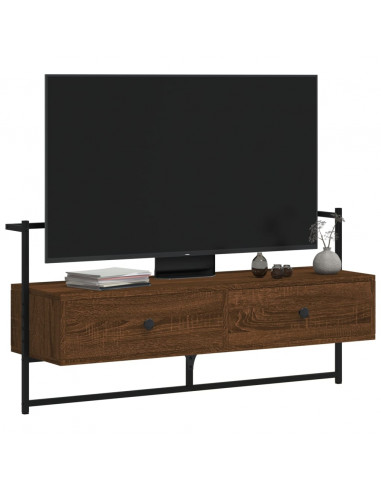 Mobile TV a Muro Rovere Marrone 100,5x30x51cm Legno Multistrato