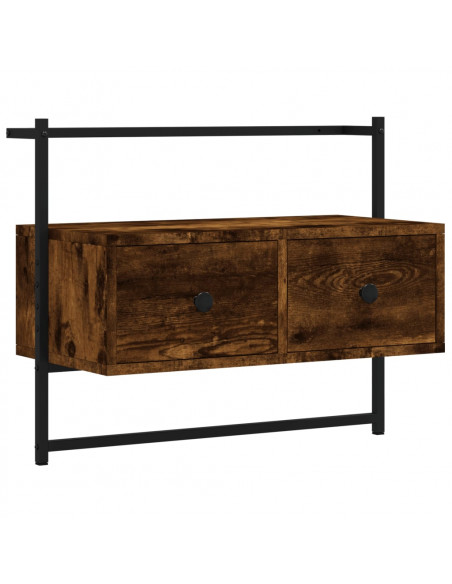 Mobile TV a Muro Rovere Fumo 60,5x30x51 cm in Legno Multistrato