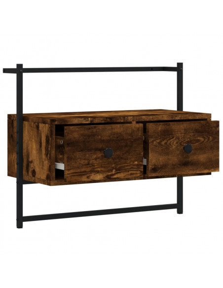 Mobile TV a Muro Rovere Fumo 60,5x30x51 cm in Legno Multistrato