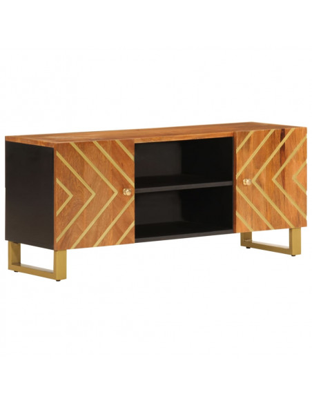 Mobile Porta TV Marrone e Nero 105x33,5x46 cm in Legno di Mango