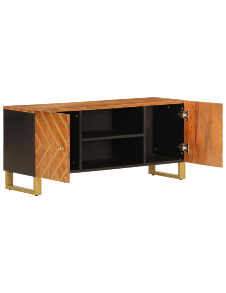 Mobile Porta TV Marrone e Nero 105x33,5x46 cm in Legno di Mango