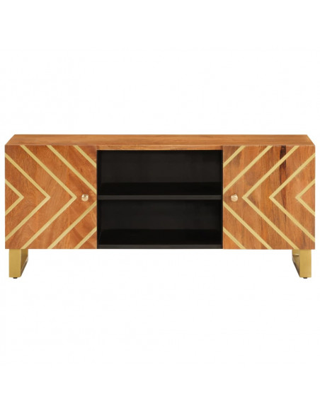 Mobile Porta TV Marrone e Nero 105x33,5x46 cm in Legno di Mango