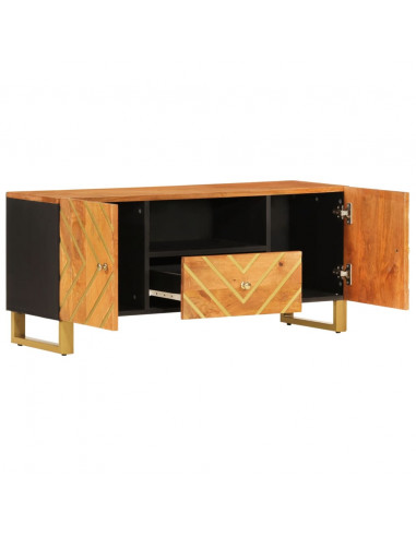 Mobile Porta TV Marrone e Nero 105x33,5x46 cm in Legno di Mango
