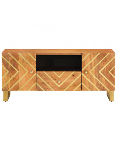 Mobile Porta TV Marrone e Nero 105x33,5x46 cm in Legno di Mango