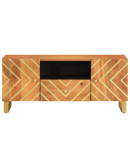 Mobile Porta TV Marrone e Nero 105x33,5x46 cm in Legno di Mango