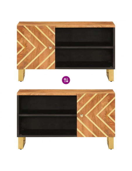 Mobile Porta TV Marrone e Nero 80x31,5x46 cm in Legno di Mango