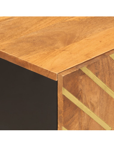 Mobile Porta TV Marrone e Nero 80x31,5x46 cm in Legno di Mango