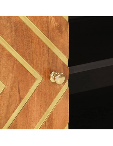 Mobile Porta TV Marrone e Nero 80x31,5x46 cm in Legno di Mango